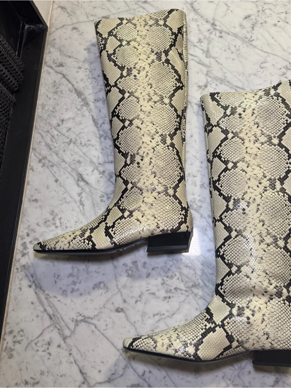 New Staud Wally White Snake Knee High Western Boots Size EU 39.5 US 9.5 $595
